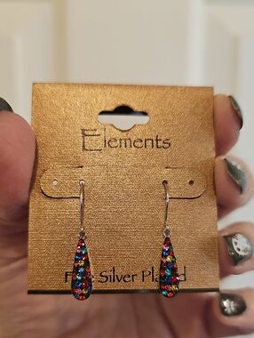 Multicolor Crystal Teardrop Dangle Earrings